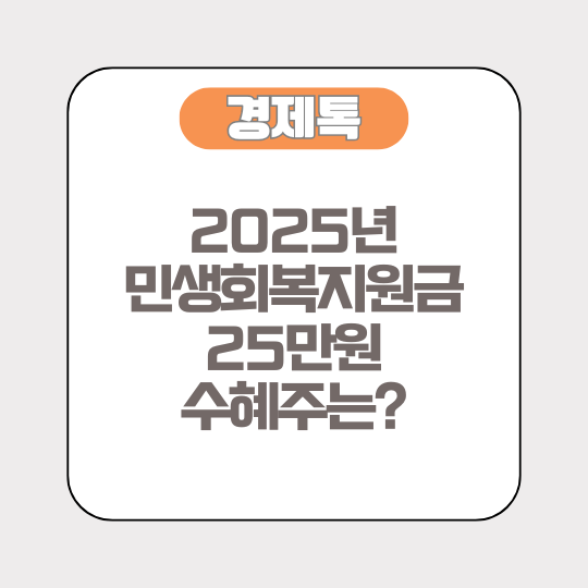 2025년 민생회복지원금 25만원 및 수혜주는?