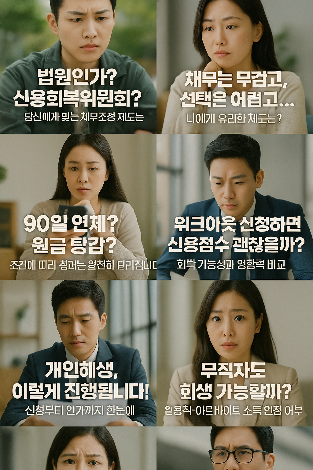 개인회생&amp;#44; 개인워크아웃&amp;#44; 채무조정&amp;#44; 연체자 지원&amp;#44; 신용회복&amp;#44; 법원 회생절차&amp;#44; 신용회복위원회&amp;#44; 채무탕감&amp;#44; 연체이자 감면&amp;#44; 무료 채무상담