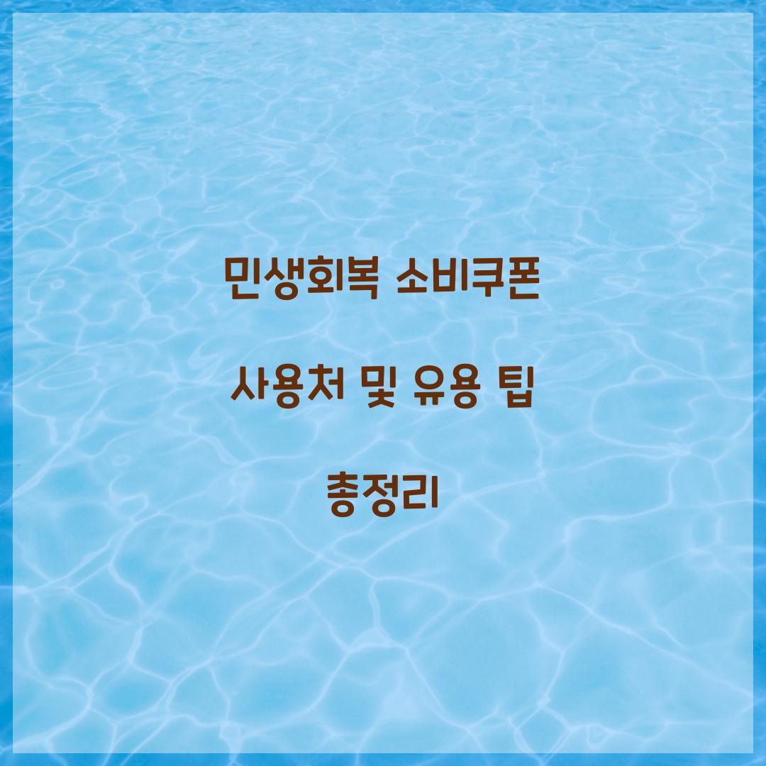 민생회복 소비쿠폰 사용처