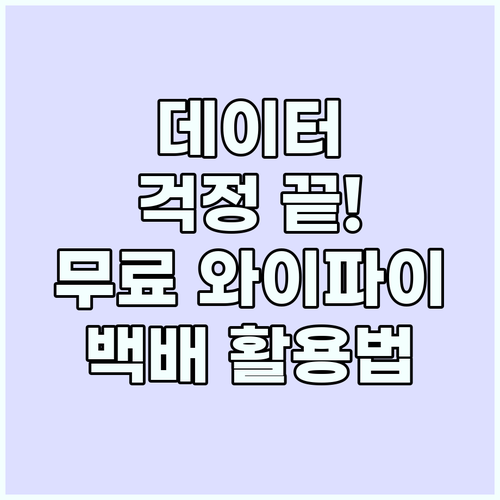 데이터 절약 꿀팁 무료 와이파이 백배..