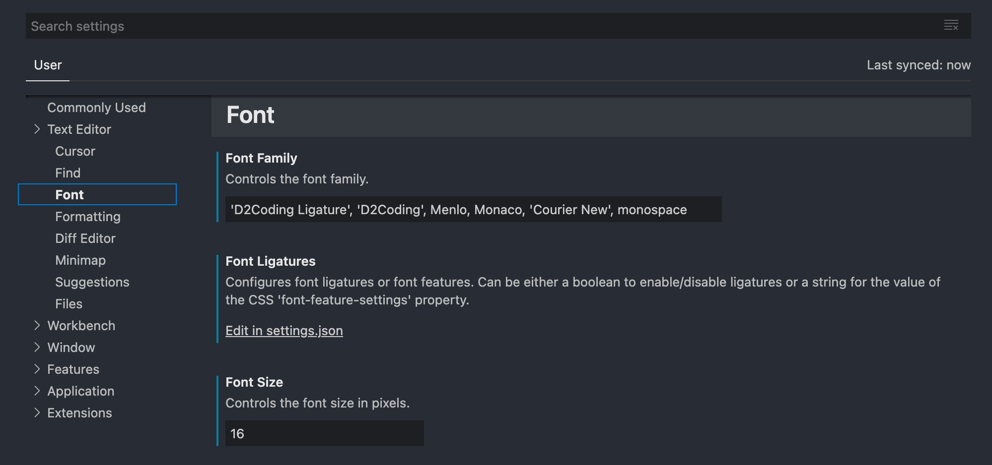 VSCode 폰트 설정