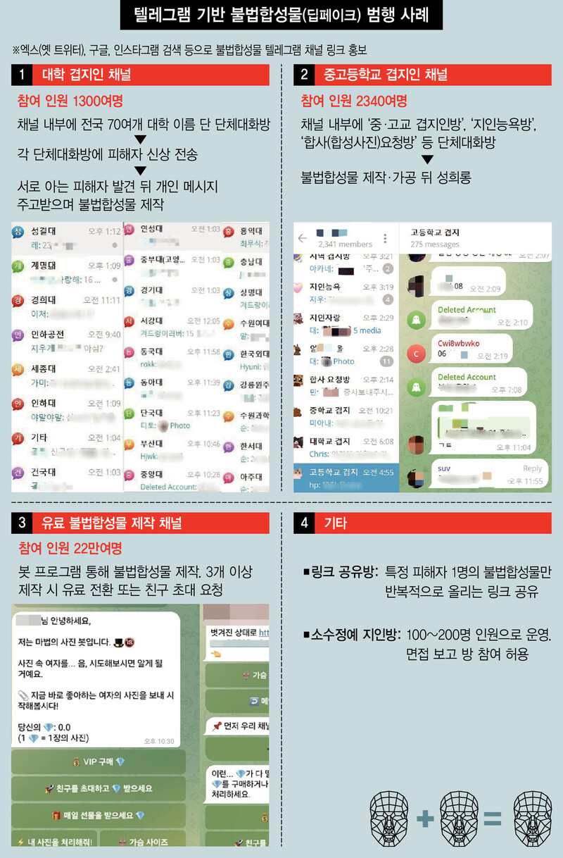 텔레그램 기반 불법합성물 자료이미지 @ 한겨레
