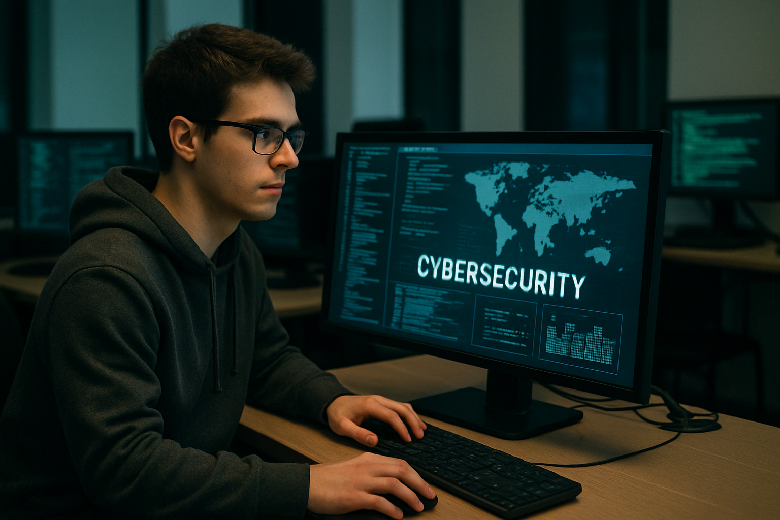 사이버보안학과를 전공하는 학생의 모습