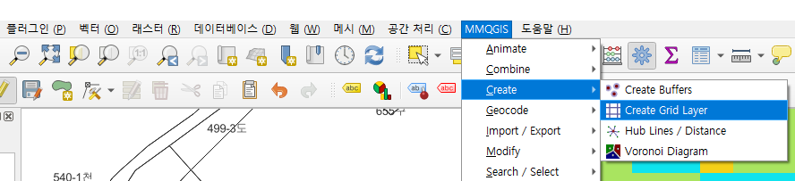 mmqgis 플러그인을 이용하여 그리드 그리기