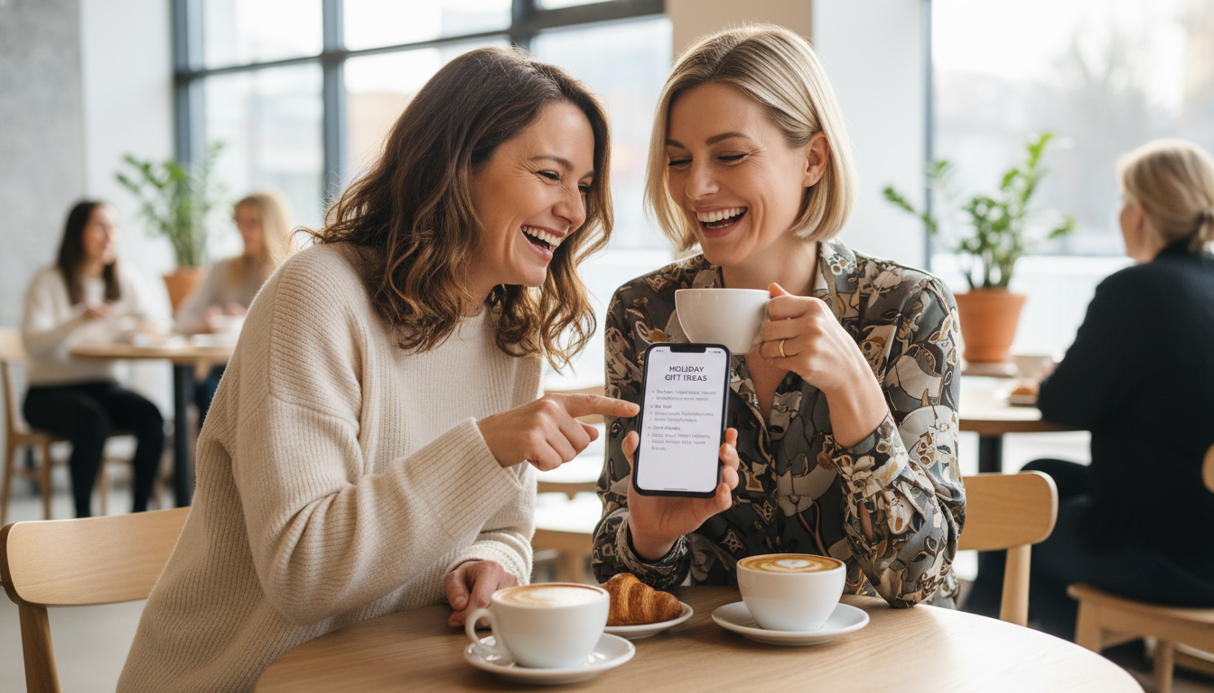 스승의날 선물 정보를 공유하며 대화 나누는 육아맘들