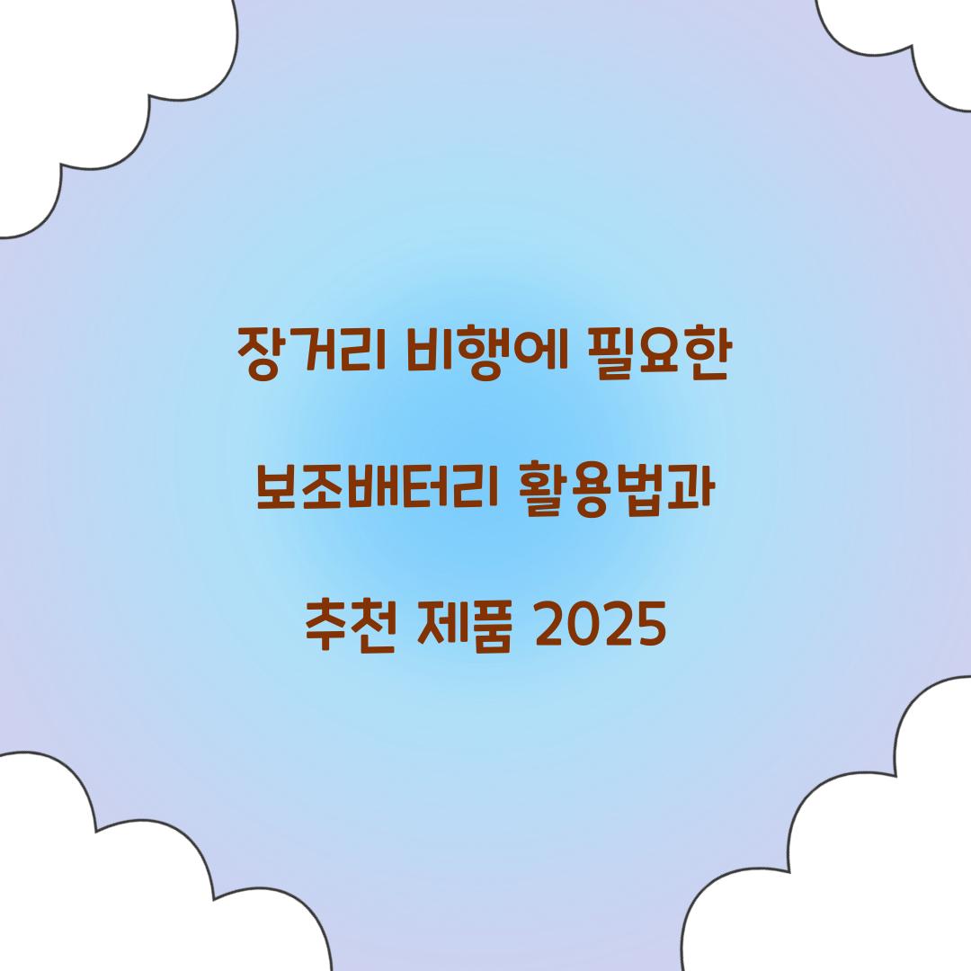 장거리 비행에 필요한 보조배터리 활용법