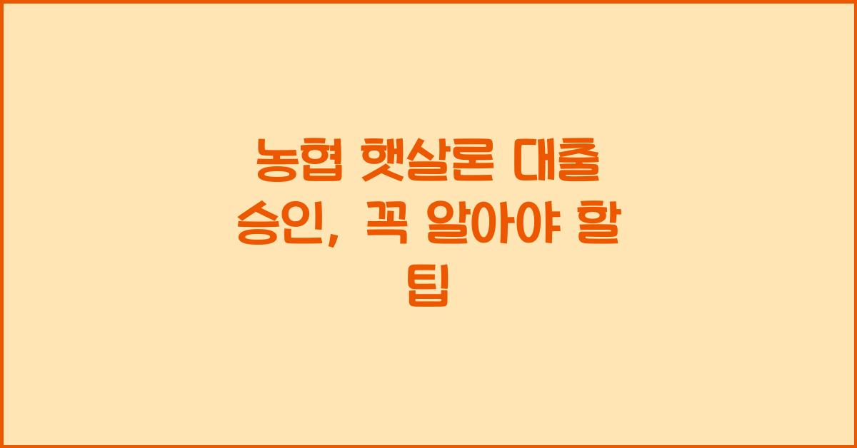 농협 햇살론 대출 승인