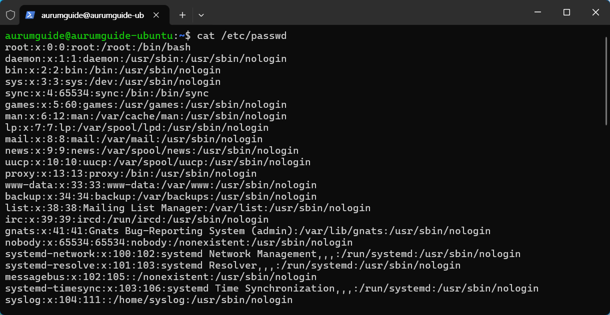 Ubuntu 전체 계정 목록을 확인 방법.