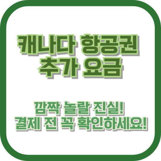 캐나다 항공권 추가 요금, 깜짝 놀랄 진실! 결제 전 꼭 확인하세요!