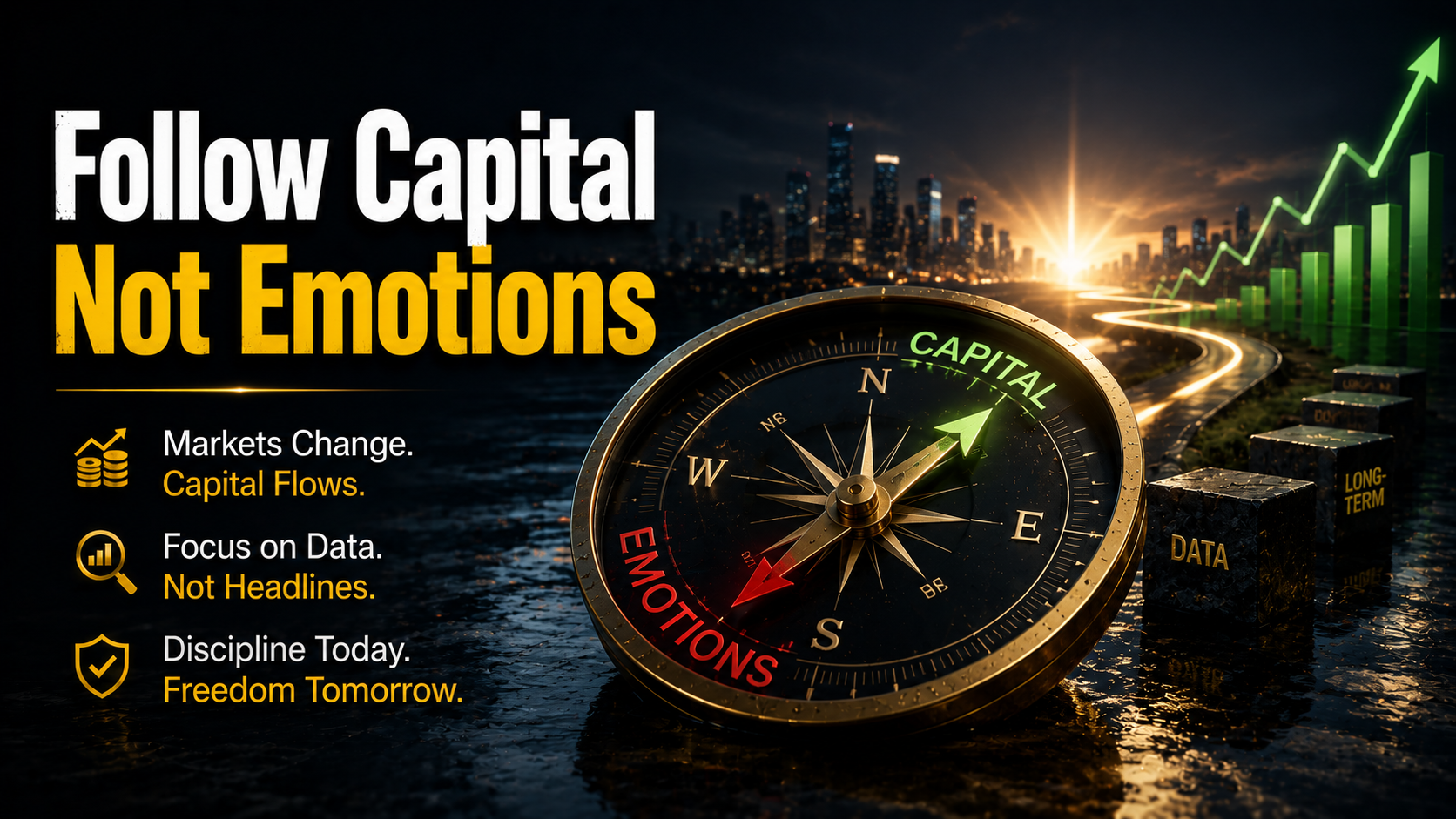 Professional investors following capital flows instead of emotions to make disciplined long-term investment decisions.