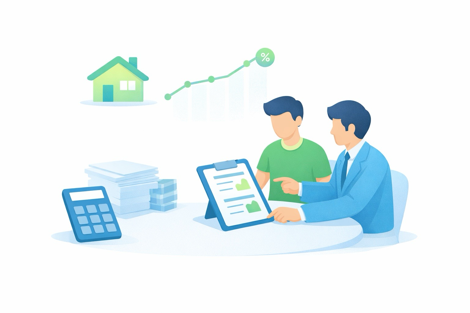 주택담보대출 상담을 통해 DSR 적용으로 대출 한도 변화를 설명하는 이미지