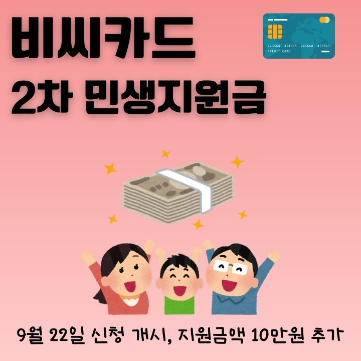 비씨카드로 민생회복지원금 2차 대상자와 신청하는 방법을 설명한 글의 썸네일