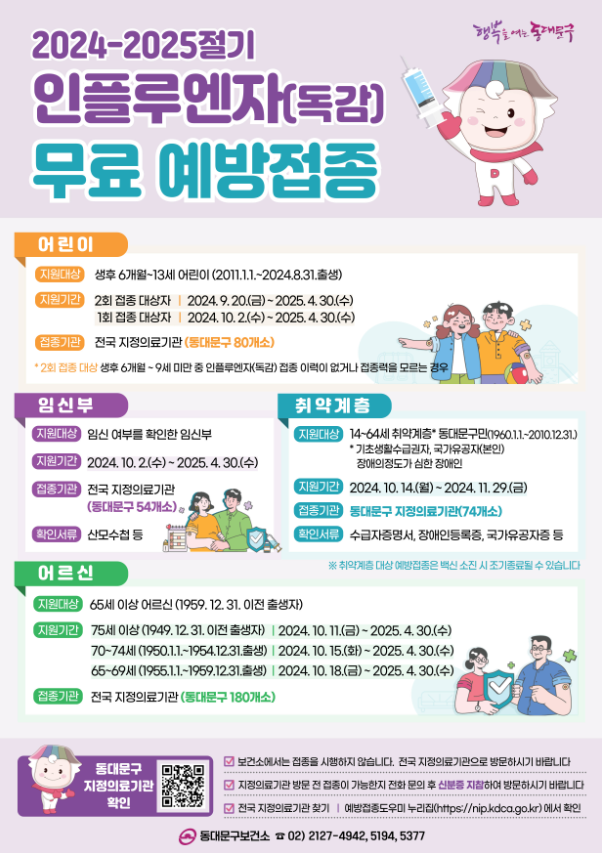 독감 무료접종 대상