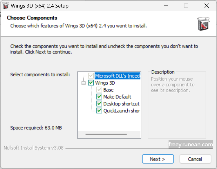 윙스3D(Wings 3D) 설치 화면