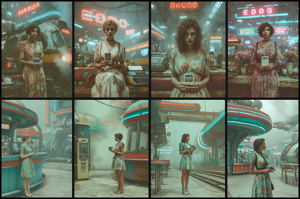 스타일 믹스, 레트로퓨쳐리즘 세계관 예시 이미지