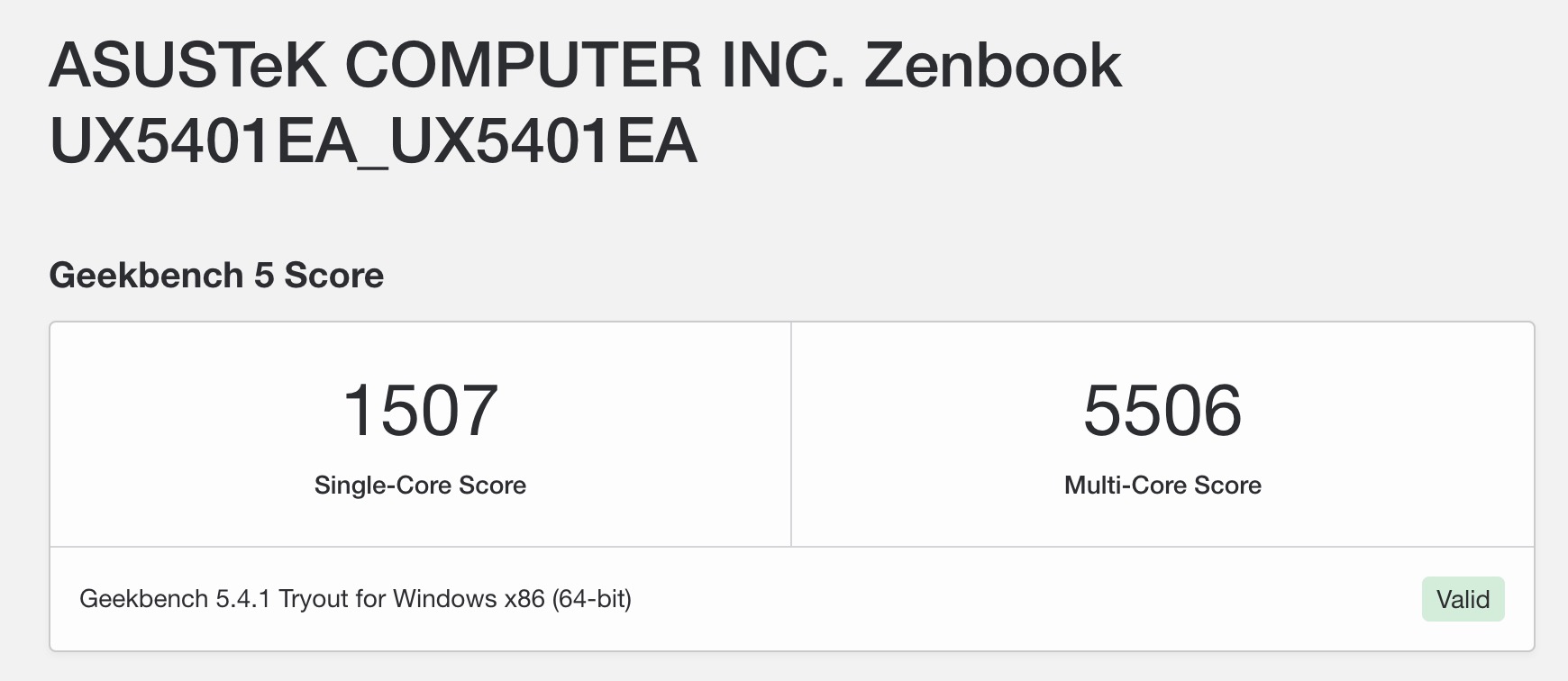 Zenbook 14 Geekbench