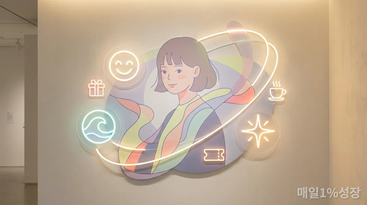 필코노미 개념을 시각화한 그래픽 일러스트