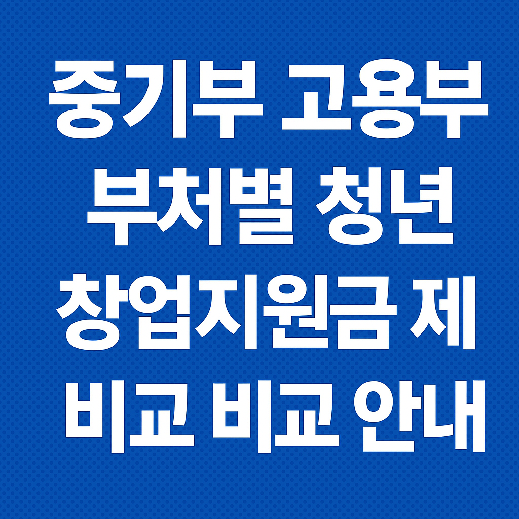 중기부 고용부 부처별 청년 창업지원금 제도 비교 안내