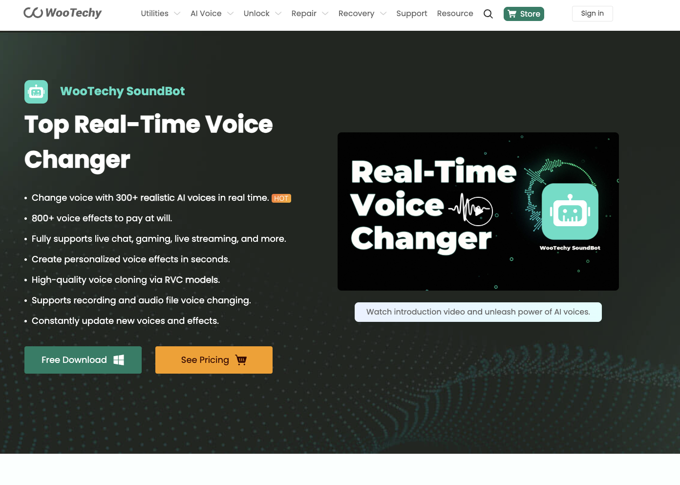 WooTechy SoundBot 공식 홈페이지 이미지