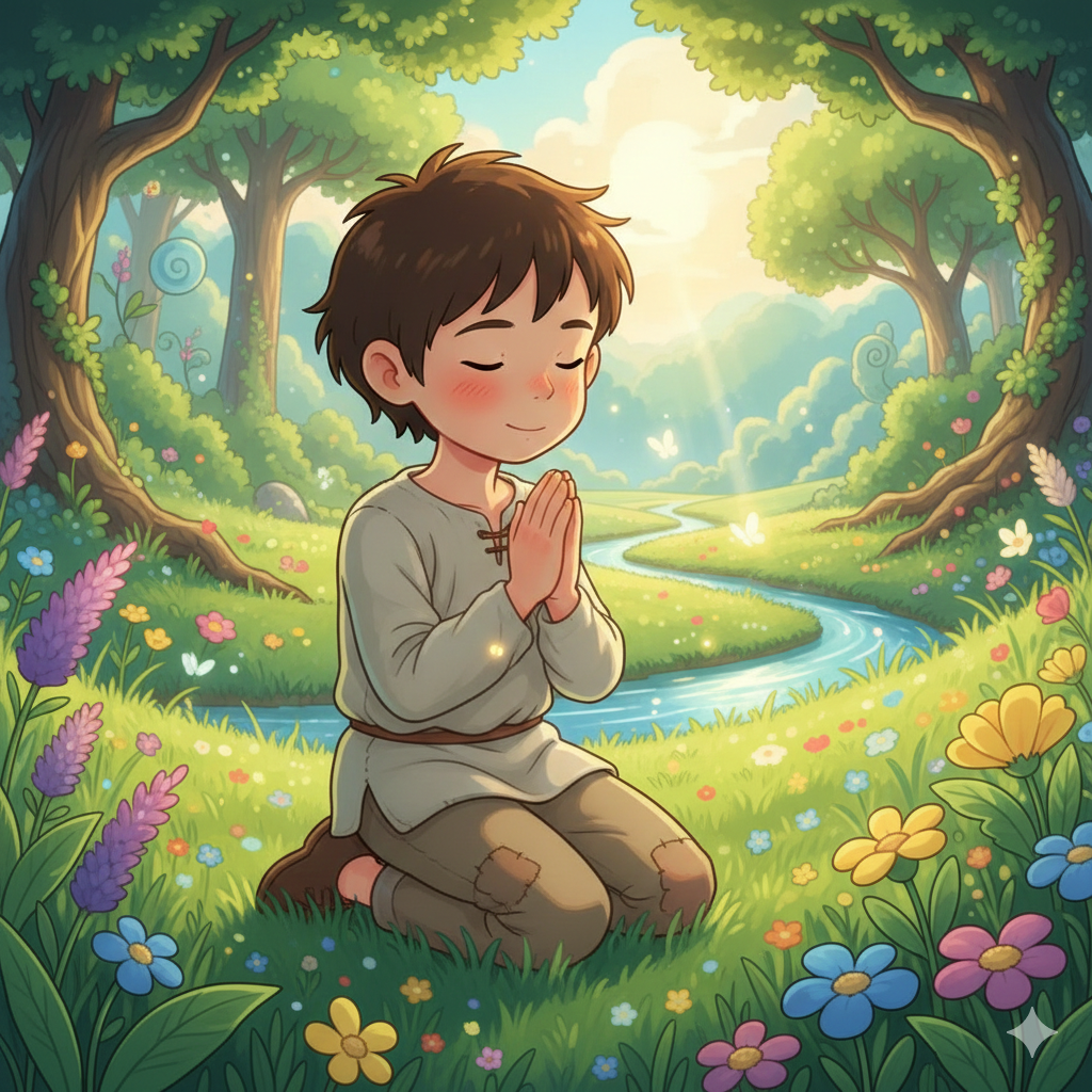 기도하는 소년의 모습