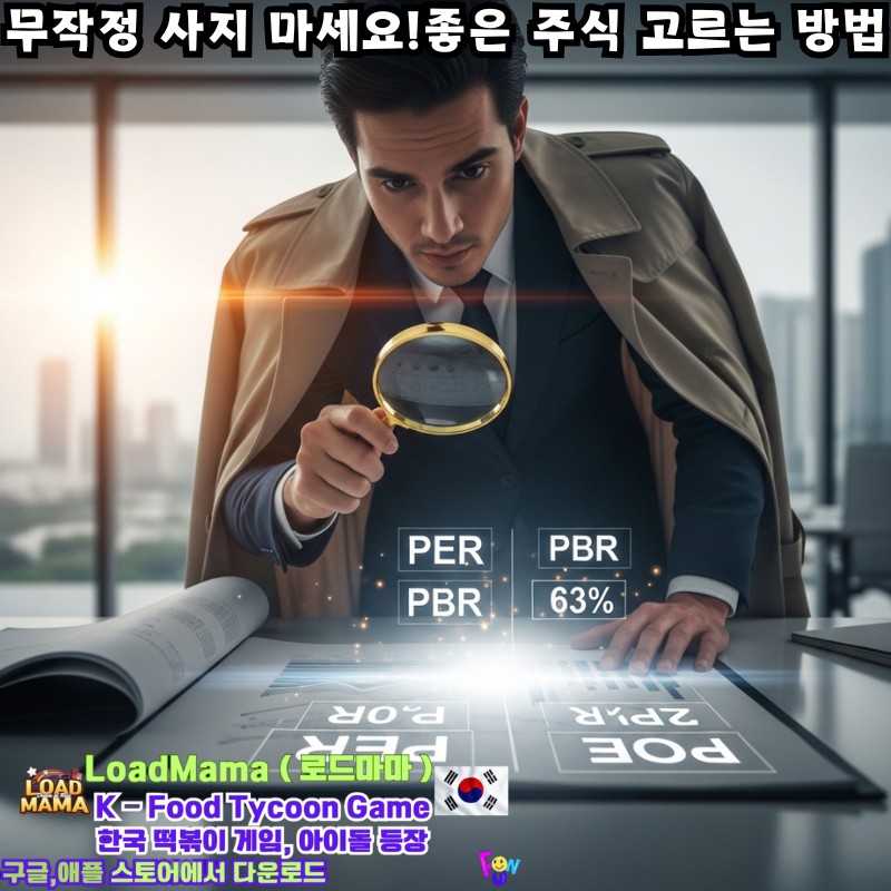 탐정처럼 행동하는 재무 분석가가 PER, PBR, ROE와 같은 주요 지표가 빛나는 상세한 재무 보고서를 돋보기로 꼼꼼히 살핍니다111