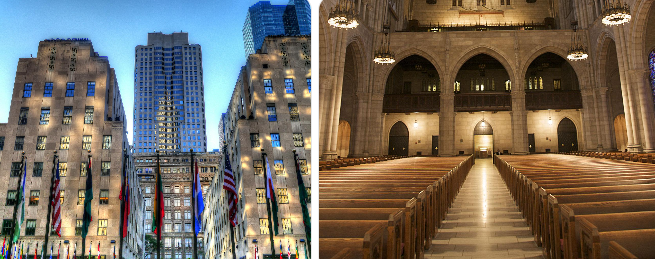 Rockefeller Center, Riverside Church, Columbia University