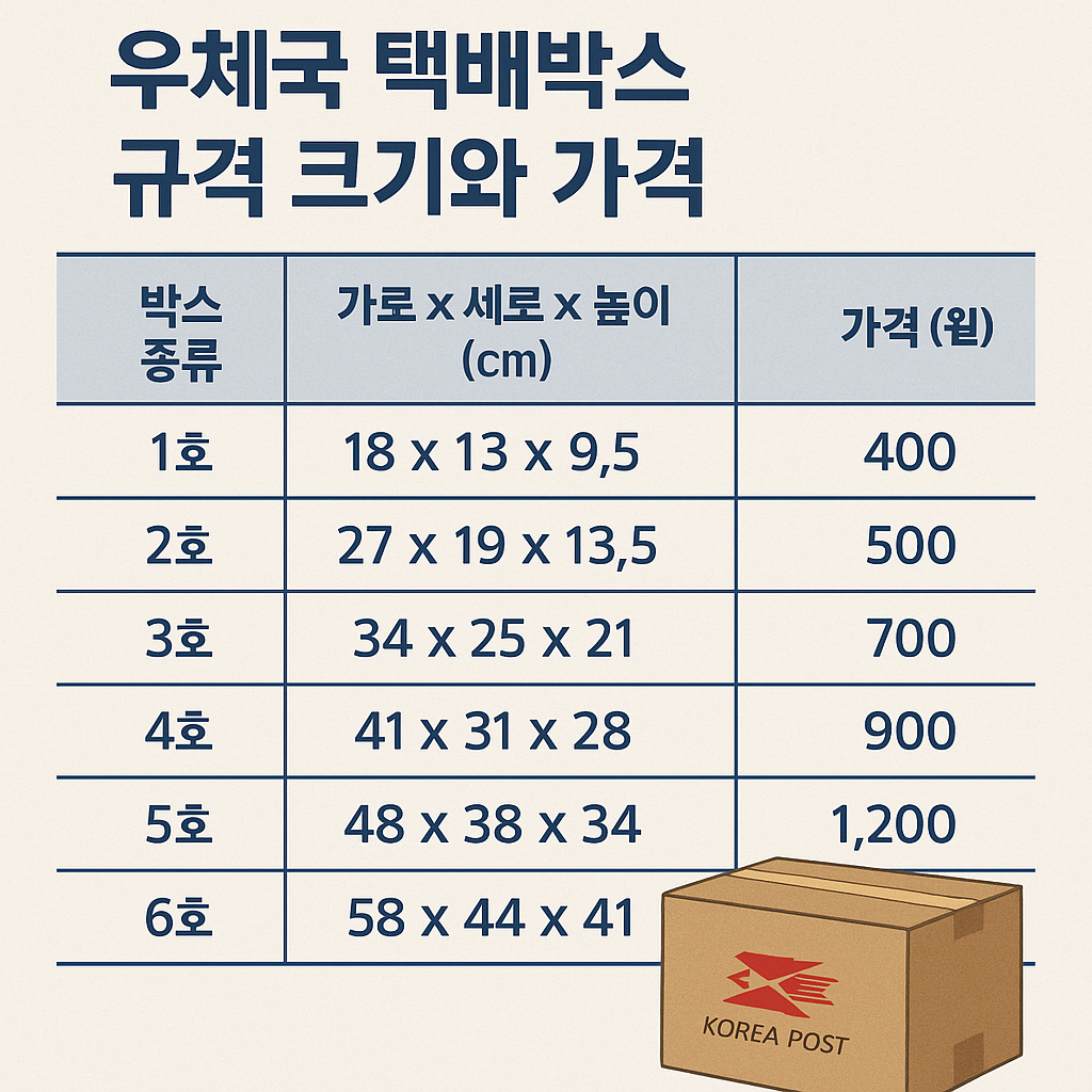 우체국 택배박스 규격크기와 가격