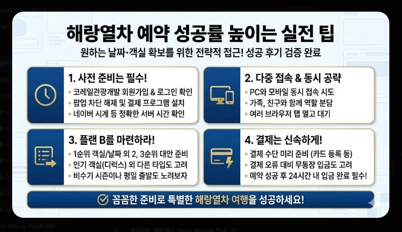 해랑열차 예약 방법 [2026년 최신] 객실별 가격 비교 및 예약 성공 실전 팁