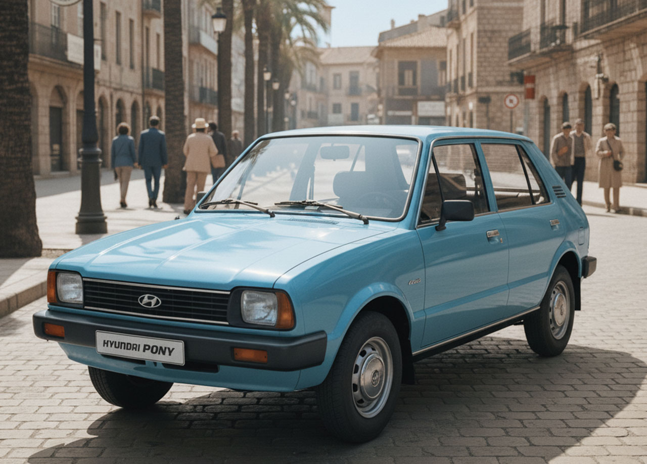 1970~80년대 스타일의 빈티지한 현대 포니 자동차