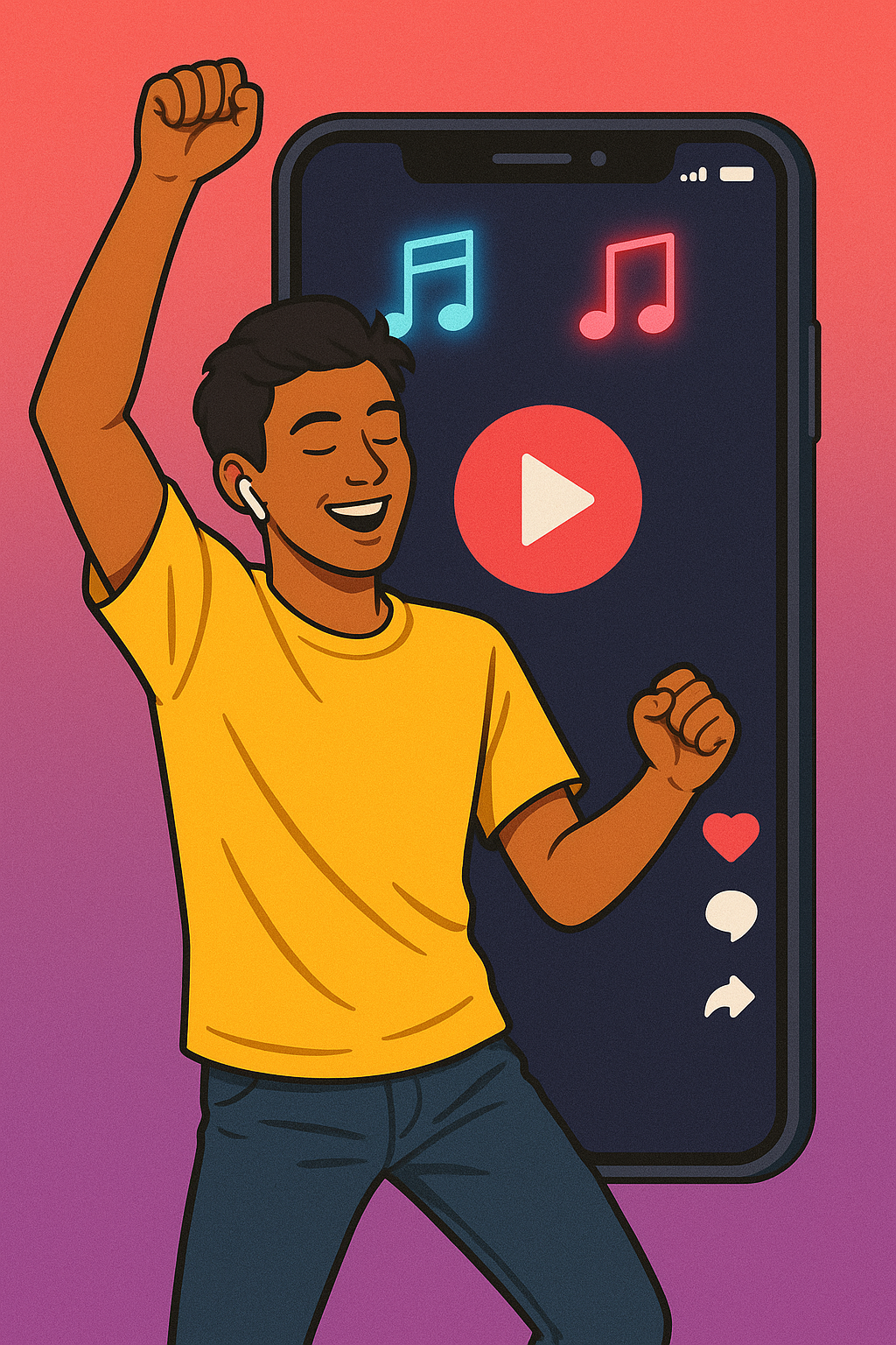 유튜브 릴스를 보며 신나게 춤을 추는 모습