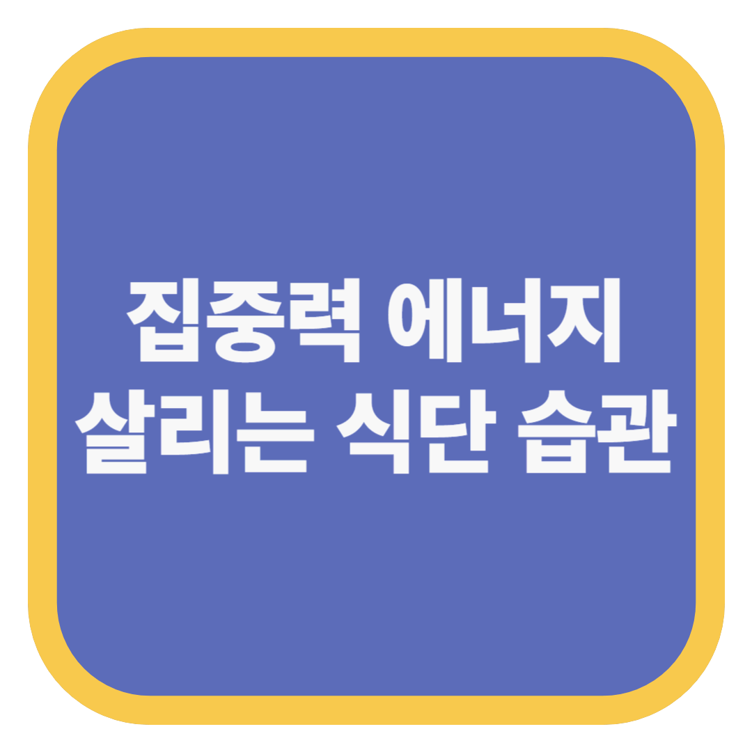 집중력 에너지 살리는 식단 습관