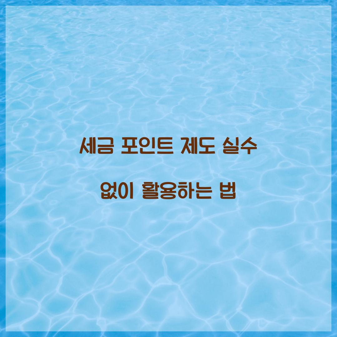 세금 포인트 제도 실수 없이 활용하는 법