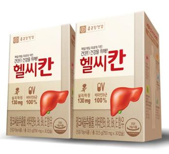 종근당건강 헬씨칸 밀크씨슬 영양제&#44; 30정&#44; 22.5g&#44; 2개