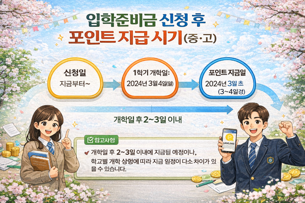 입학준비금 신청방법 및 포인트 지급 시기 3분 완벽 정리