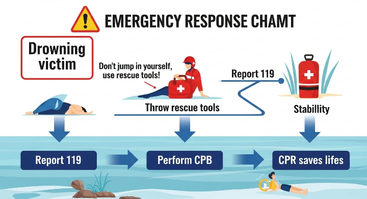 구조 순서를 보여주는 응급대처 흐름도