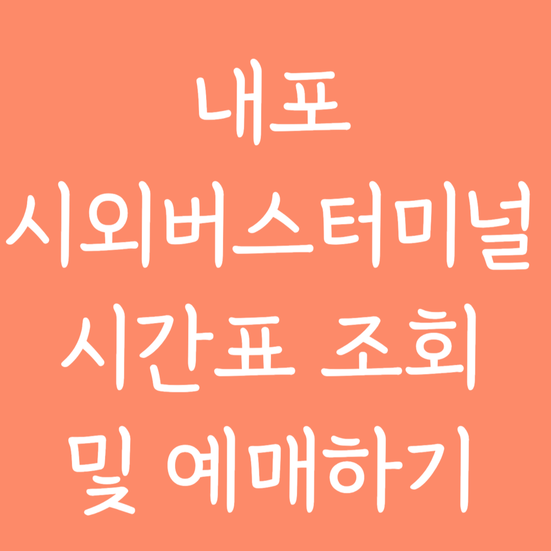 내포 시외버스터미널 시간표 조회 및 예매하기