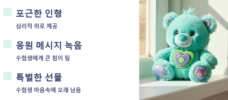 응원 메시지가 담긴 인형