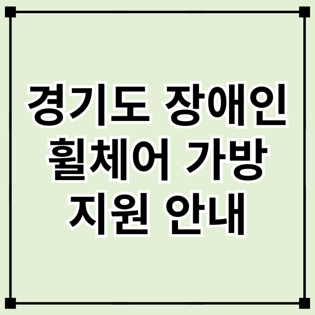 경기도 장애인 휠체어 가방 지원 신청 방법 안내