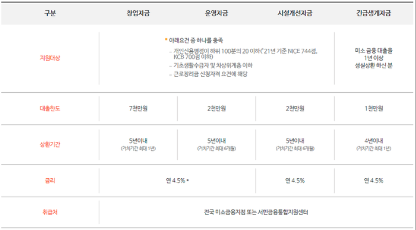 미소금융 정부지원 대출