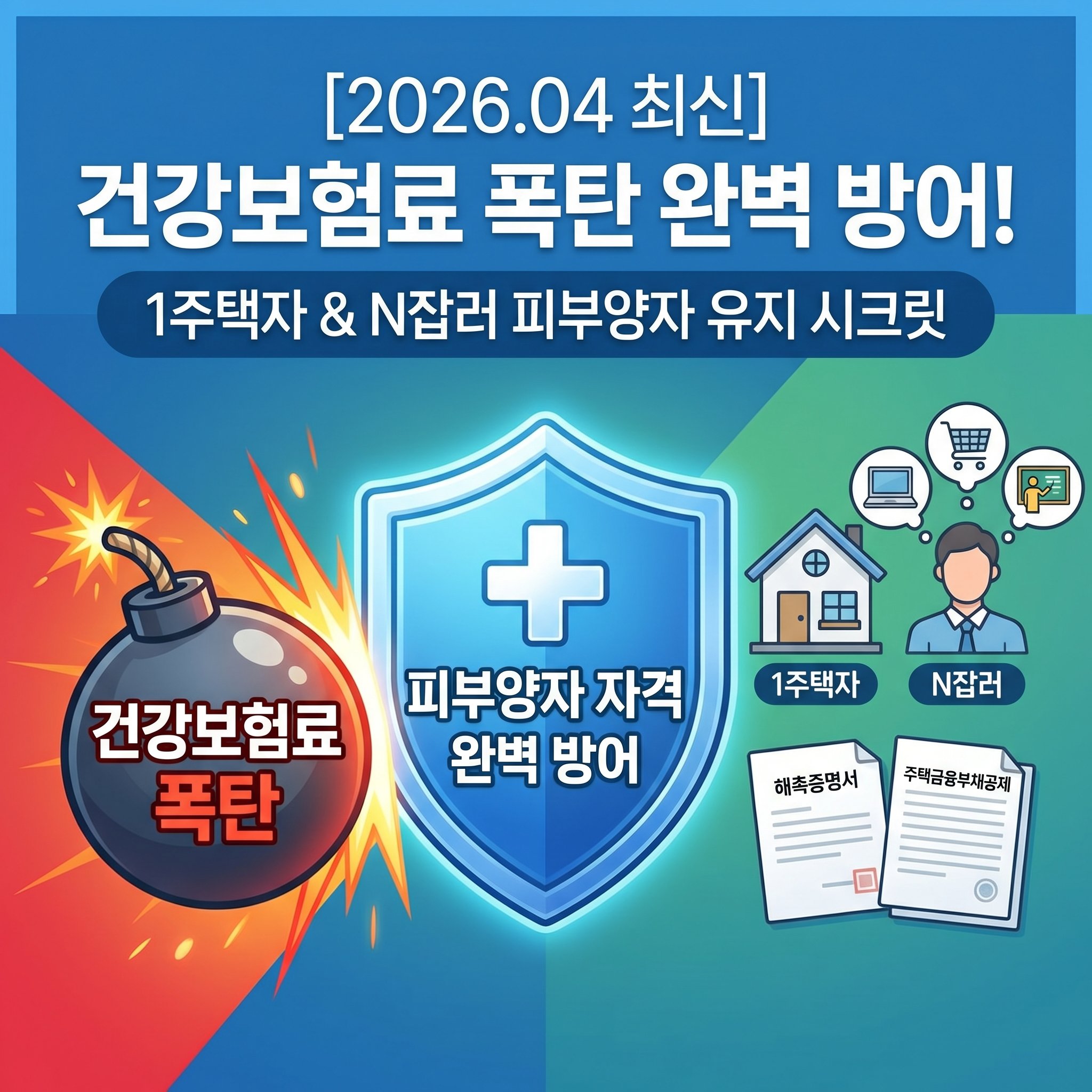 2026년 건강보험료 폭탄 방어 1주택자 N잡러 프리랜서 피부양자 자격 유지 조건 해촉증명서 주택금융부채공제 완벽 가이드 썸네일