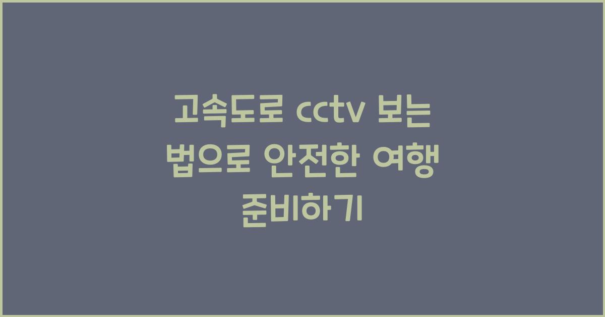 고속도로 cctv 보는 법