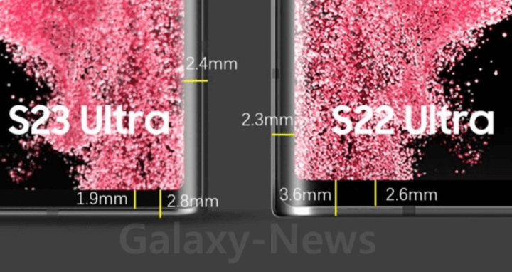 갤럭시-S23-울트라와-갤럭시-S22-울트라-베젤-길이-비교-