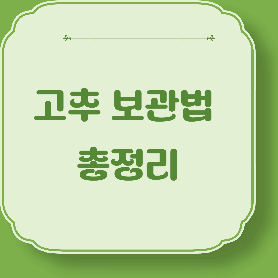 고추 보관법 총정리