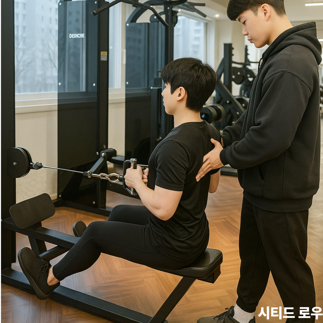 시티드 로우 사용법 등 근육을 강화하는 시티드 케이블 로우 운동 방법