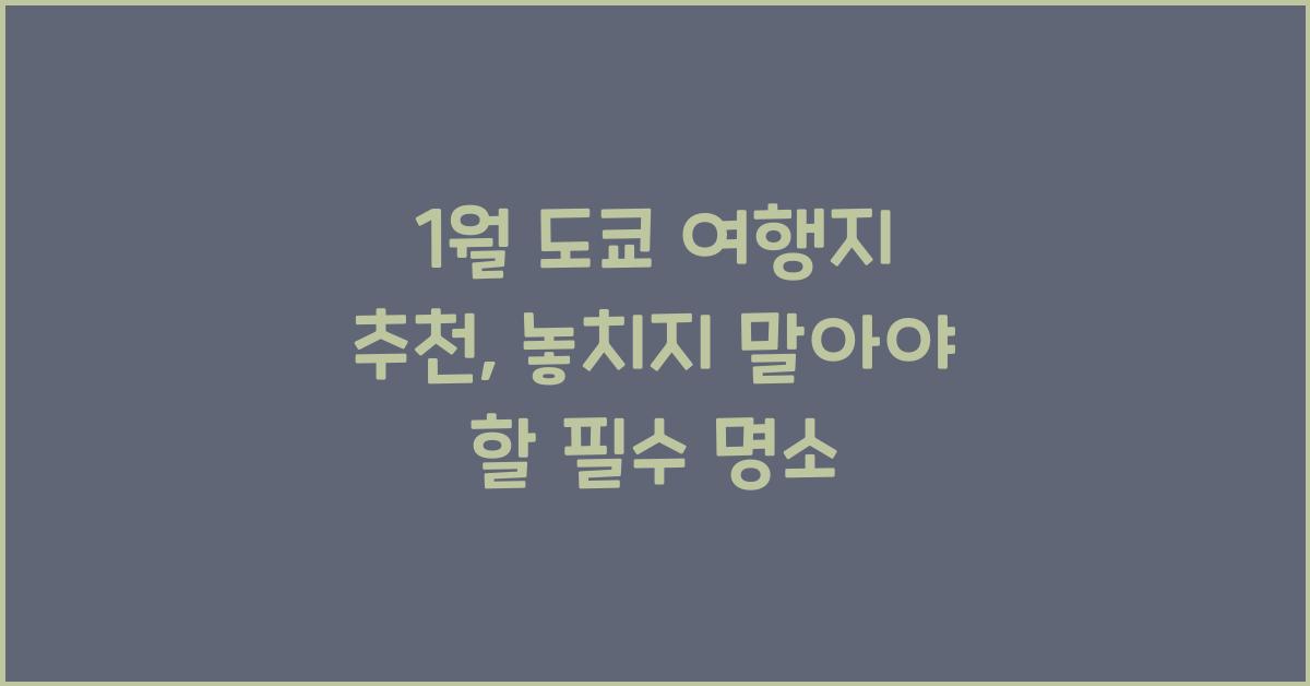 1월 도쿄 여행지 추천