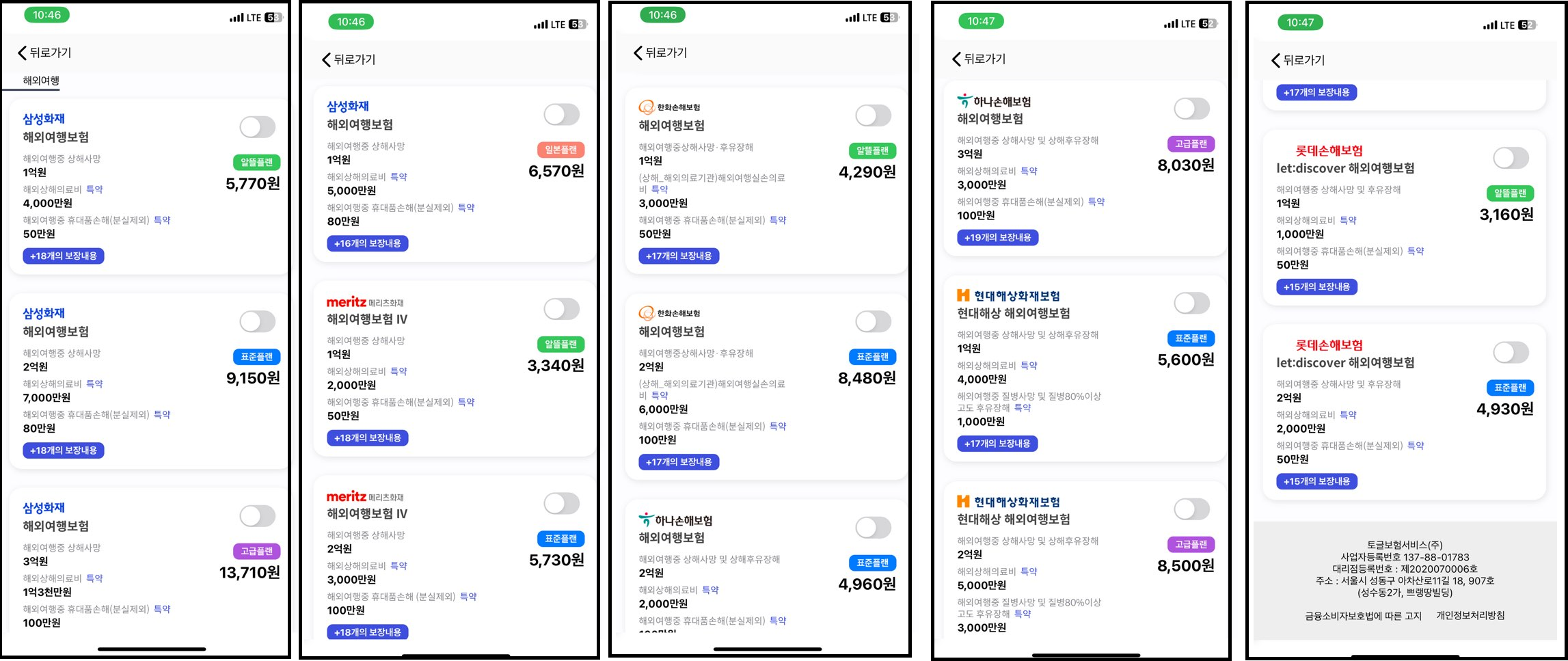 여행자 보험 가격 비교