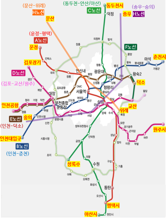 GTX 노선예정도