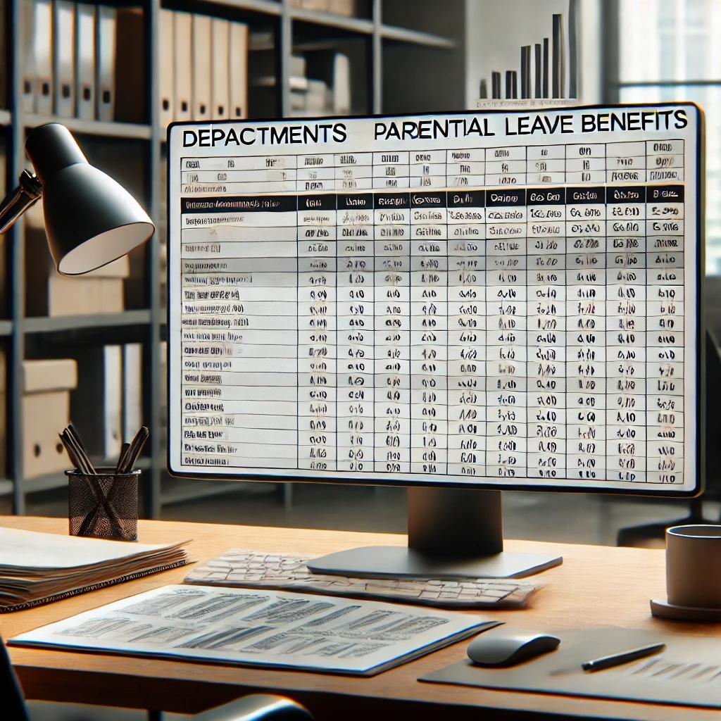 부서별 육아휴직급여 지급표