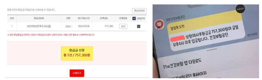 본인부담상한액 초과금 조회 신청