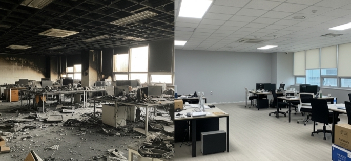 노원구 사무실 화재 청소 전후